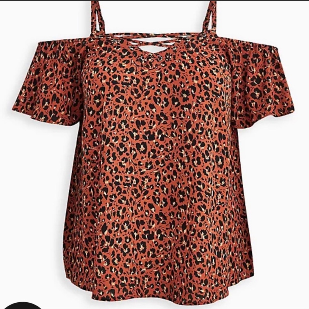 torrid Rust Leopard Print Cold-Shoulder Top